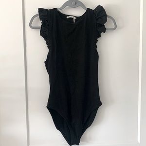 Zara black ruffle body suit